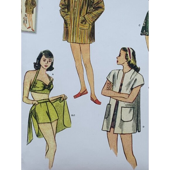 Simplicity Misses 1940's Bikini Top Skirt Coat Sewing Pattern sz 12-20 S8932 - u - Picture 2 of 10